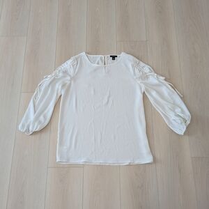 Ann Taylor White Tie-Detail Chiffon Blouse